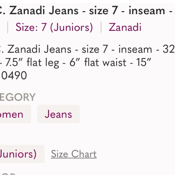Excellent Preowned Condition Zanadi Skinny Jeans Size 7 Juniors. Very Cute. - Picture 5 of 5